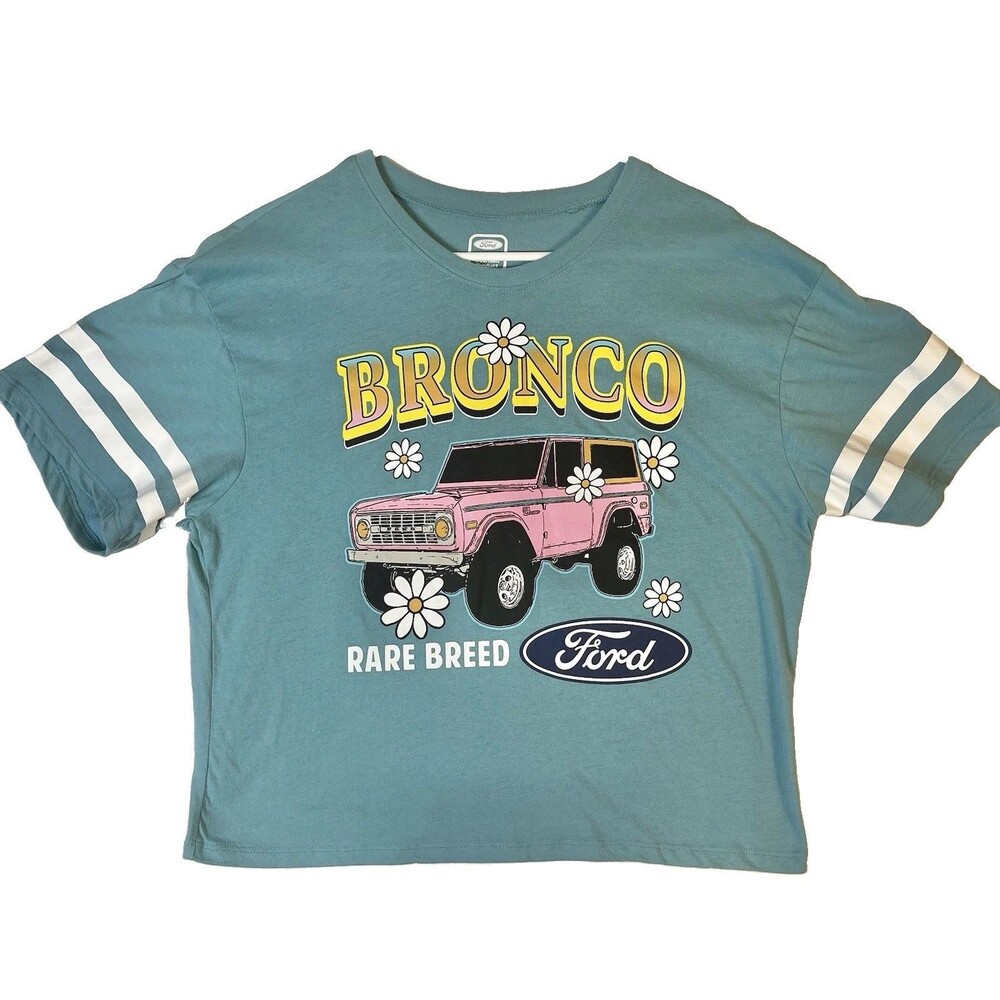 Ford Bronco Ladies Shirt Jersey Rare Breed S/S Blue Women's Med. 8-10 Automotive